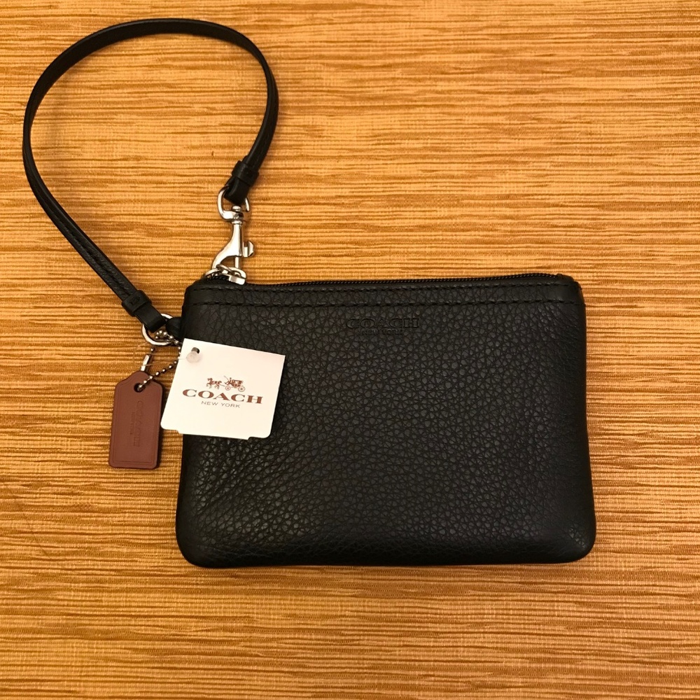 Coach Black Leather Wristlet